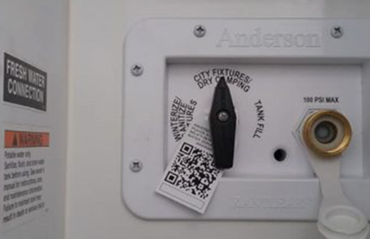 A close up of an RV's utility distribution center.