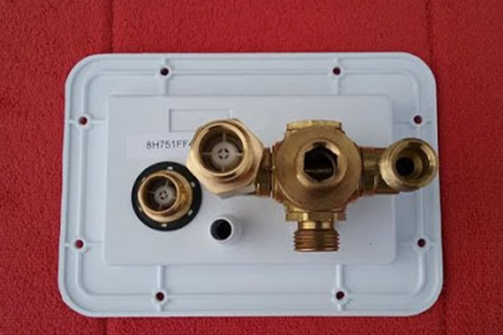 A detail shot of the all-brass valve.