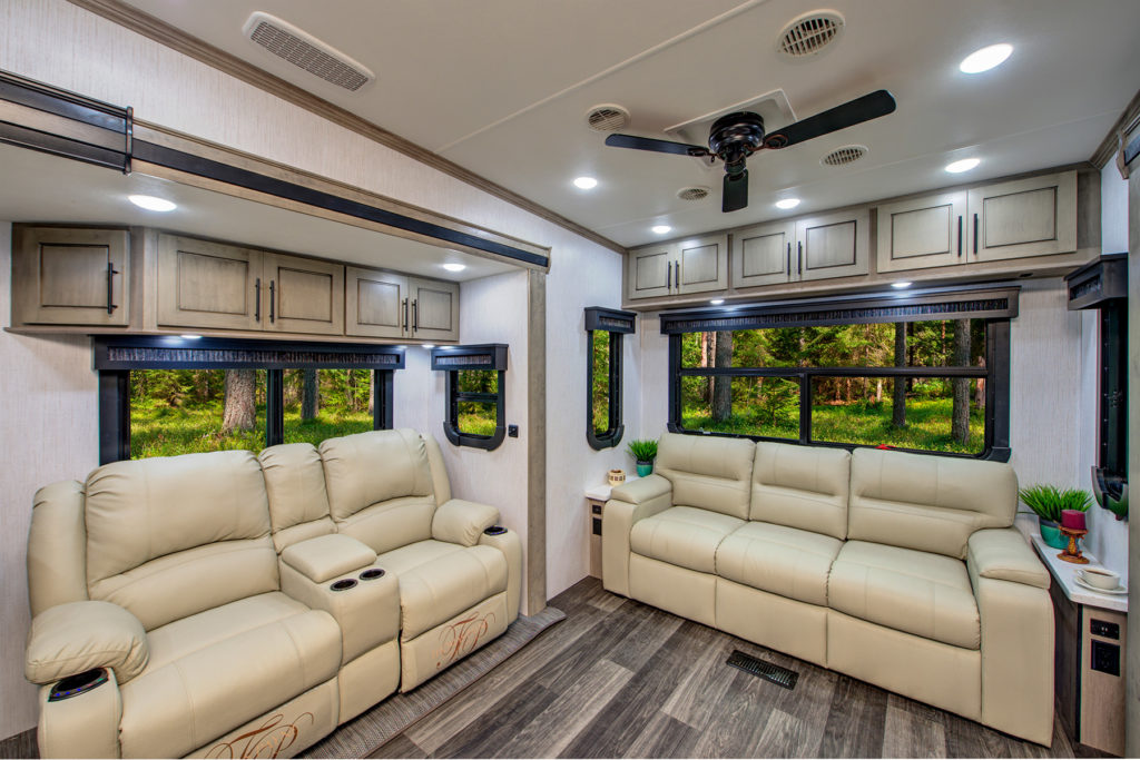 Highlighting RV living area interiors in Big Country 3702FB