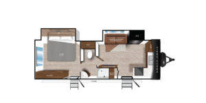 Discover the innovative floorplan of the NT-25FK RV, designed for those who value both style and functionality on their journeys. This layout features a unique front kitchen that maximizes space and offers a chef-friendly environment, complete with modern appliances and ample counter space for meal preparation. The open-concept living area provides a welcoming atmosphere, perfect for relaxing with family and friends. With comfortable seating and a dedicated dining space, you can easily enjoy meals and gatherings. The private bedroom area ensures restful nights, while cleverly integrated storage solutions keep your essentials organized and accessible. Experience the perfect blend of comfort and practicality with the NT-25FK, making it your ideal travel companion.